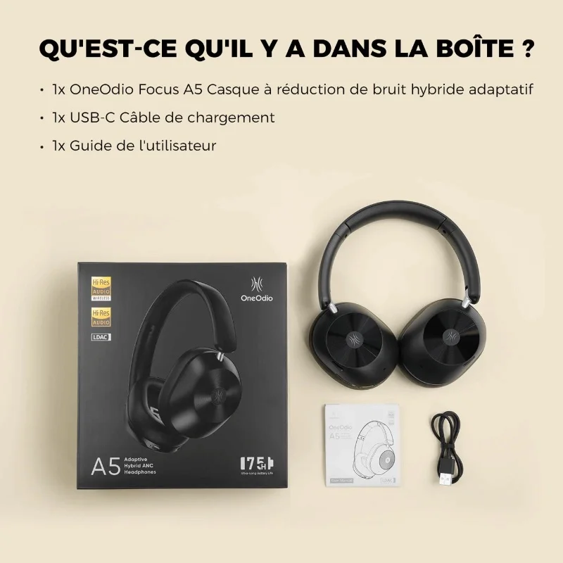 OneOdio Focus A5 – Casque Bluetooth ANC Premium 5