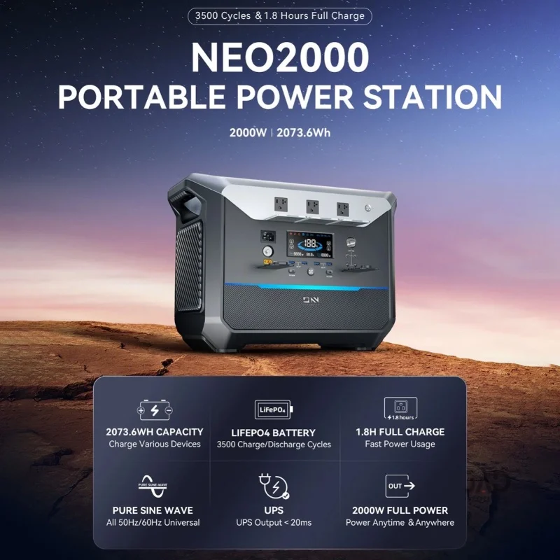 DARANENER POWER STATION D’ÉNERGIE PORTABLE NEO2000 - 2000W ( 2073.6Wh ) 